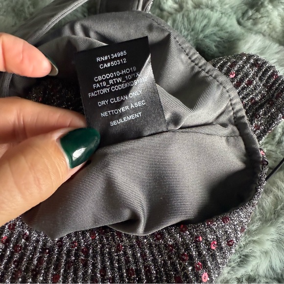 NWOT For Love & Lemons x Revolve Silver Red Sequin Cut Out Sparkle Bodysuit | Sm - Picture 13 of 15